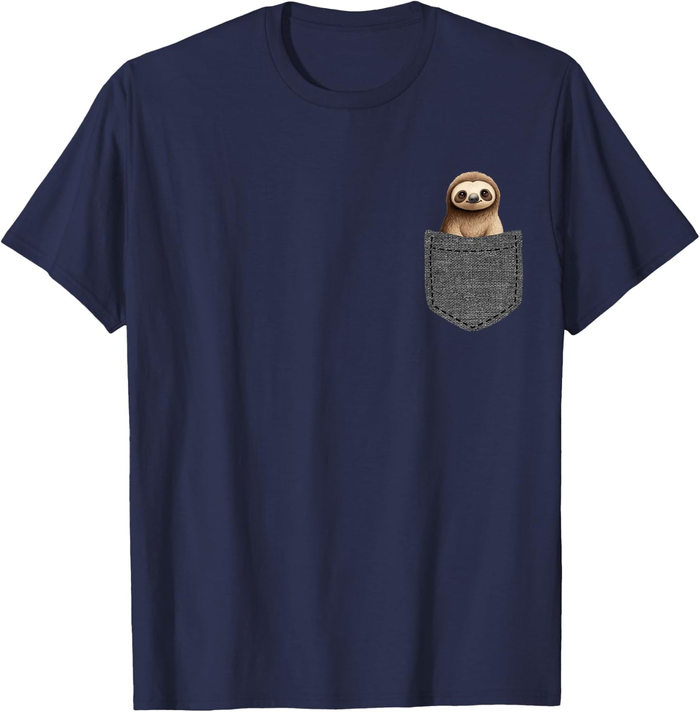 Sloth in Pocket T-Shirt - T-Shirt | Navy