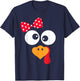 Thanksgiving Funny Turkey Face Costume Outfit Girls T-Shirt - T-Shirt | Navy