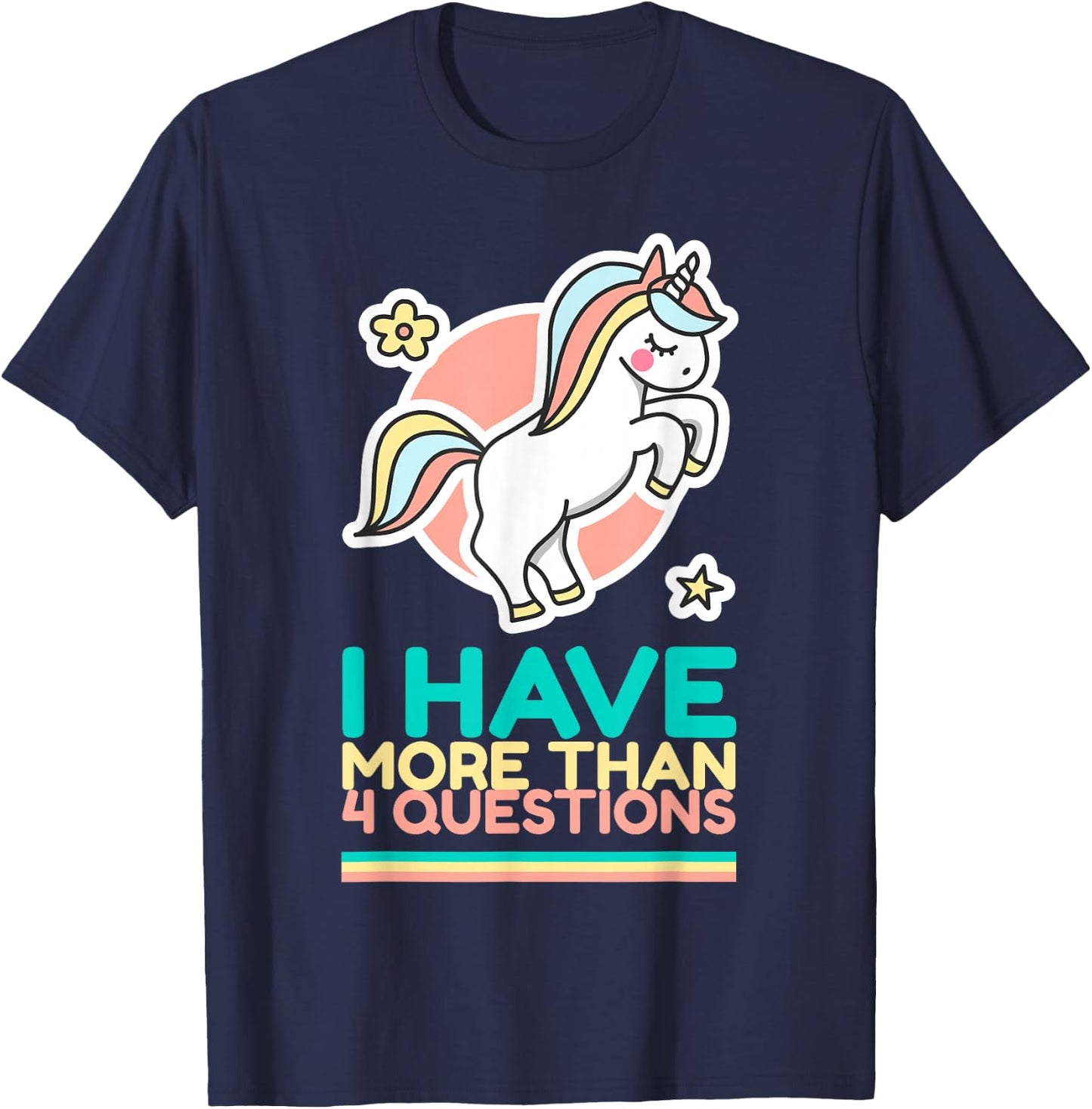 I Have More Than Four Questions Unicorn Passover Kids T-Shirt - T-Shirt | Navy