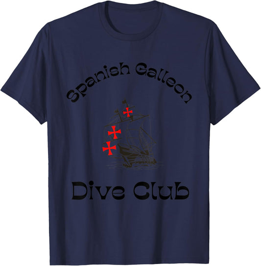 Spanish Galleon Diving Sail Boat Club Novelty T-Shirt - T-Shirt | Navy