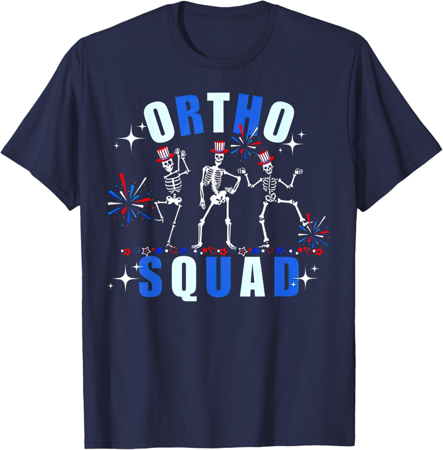Funny Ortho Nurse Orthopedics 4th July Ortho Squad Crew T-Shirt - T-Shirt | Navy