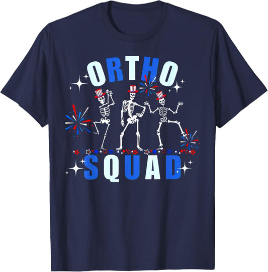 Funny Ortho Nurse Orthopedics 4th July Ortho Squad Crew T-Shirt - T-Shirt | Navy