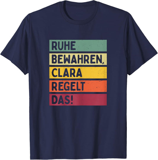 Peace keep Clara rules the saying in retro colours T-Shirt - T-Shirt | Navy