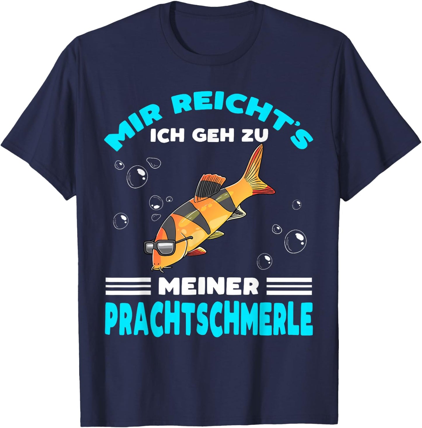 Prachtschmerle with Sunglasses Schmerlen Fish Holder, black T-Shirt - T-Shirt | Navy