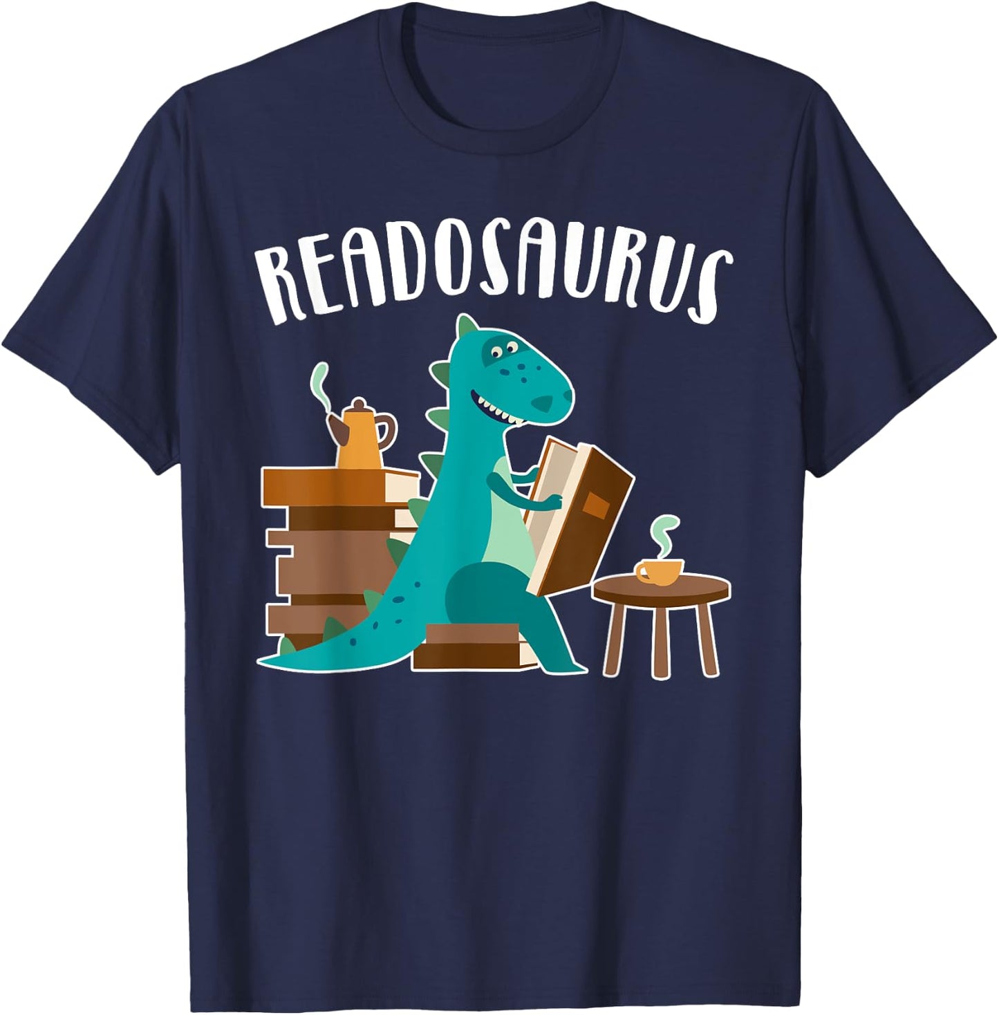 Funny Book Lover Readosaurus Dinosaur Reading Books Boy Girl T-Shirt - T-Shirt | Navy