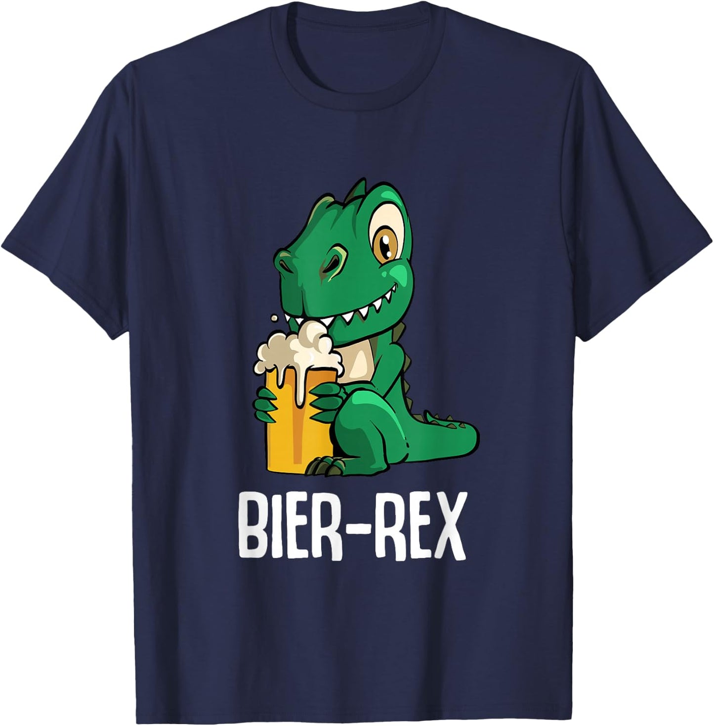 Lustiges Bier Dino Design von xum - Party with Cartoon Dino and Beer Motif - Black, Small T-Shirt - T-Shirt | Navy