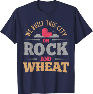 we Built This City on Rock and Wheat or Board Game Small T-Shirt - T-Shirt | Navy