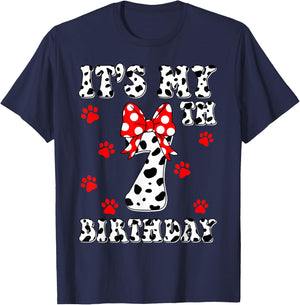 I'm 7 Years Old Kids Dalmatian It's My Birthday Boy Girl T-Shirt - T-Shirt | Navy