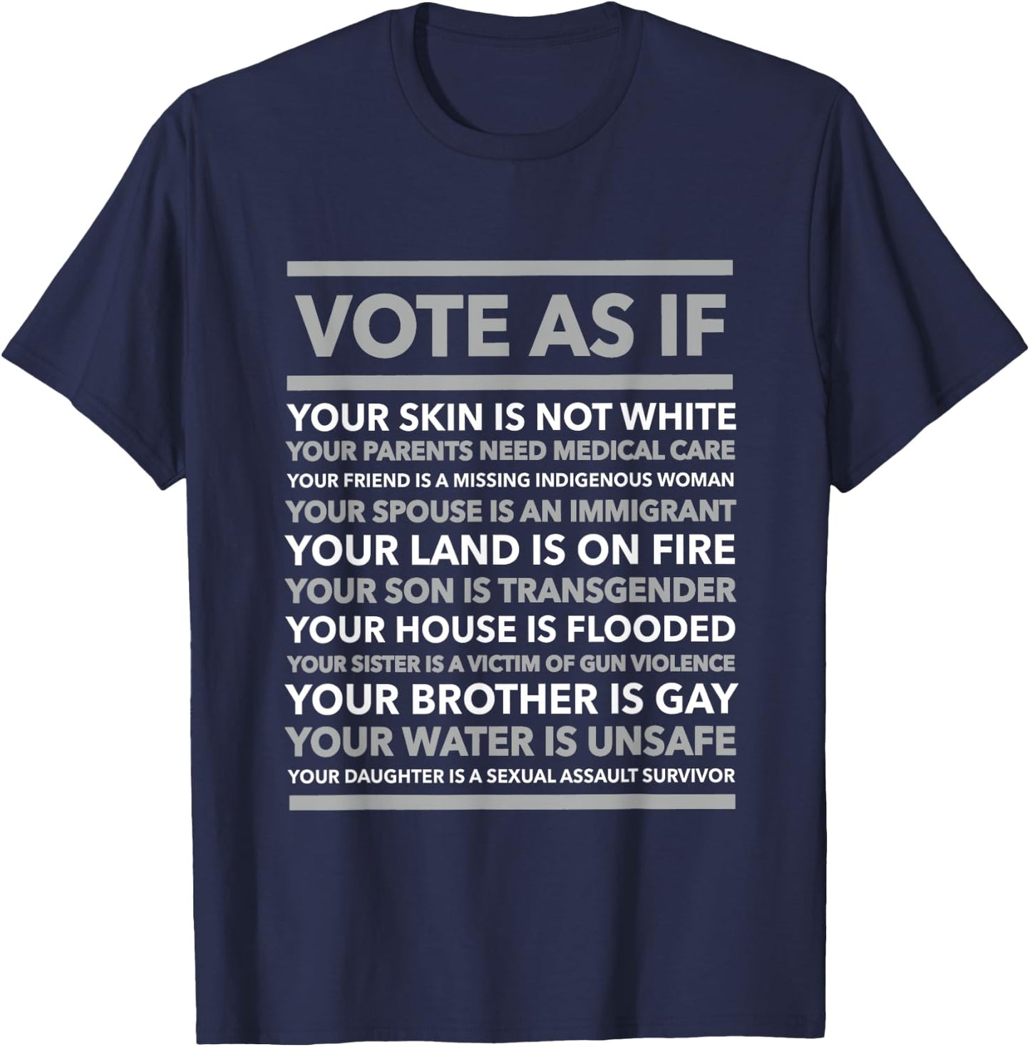 Vote As If Shirt, , Your Skin is not White, Vote Blue T-Shirt - T-Shirt | Navy