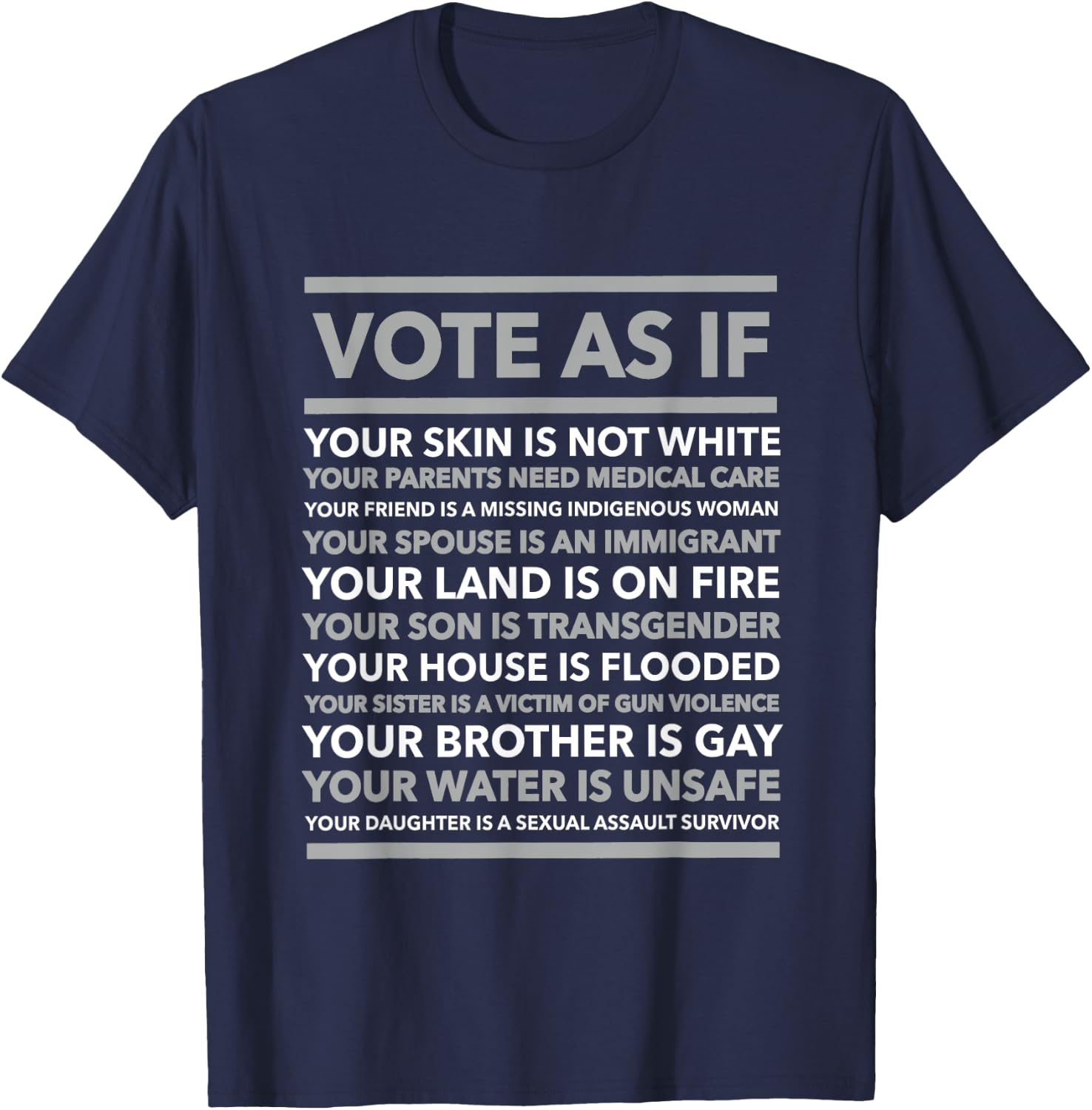 Vote As If Shirt, , Your Skin is not White, Vote Blue T-Shirt - T-Shirt | Navy