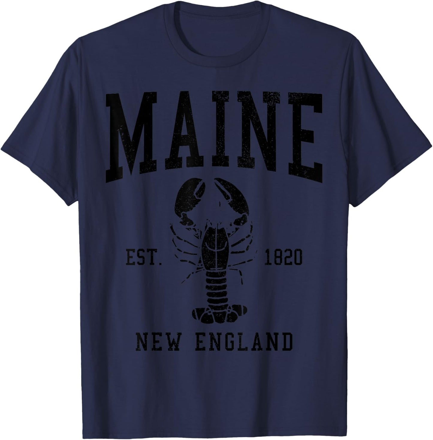 Maine New England Est. 1820 Lobster Vintage Pride T-Shirt - T-Shirt | Navy