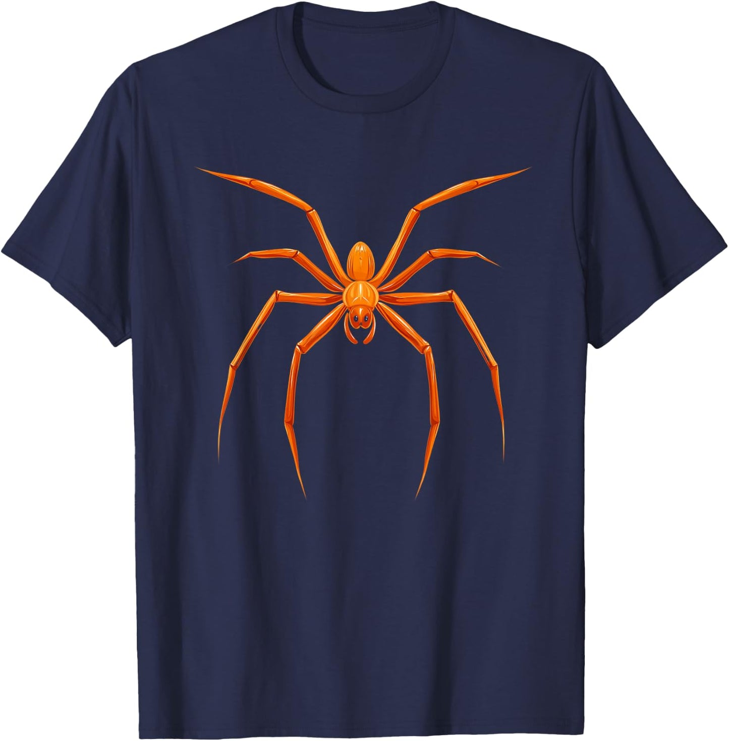 Large Orange Spider Halloween T-Shirt - T-Shirt | Navy