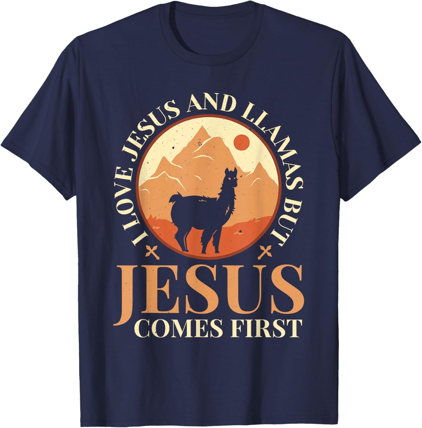 Llamas Lover Christian Religion Faith Jesus Catholic T-Shirt - T-Shirt | Navy