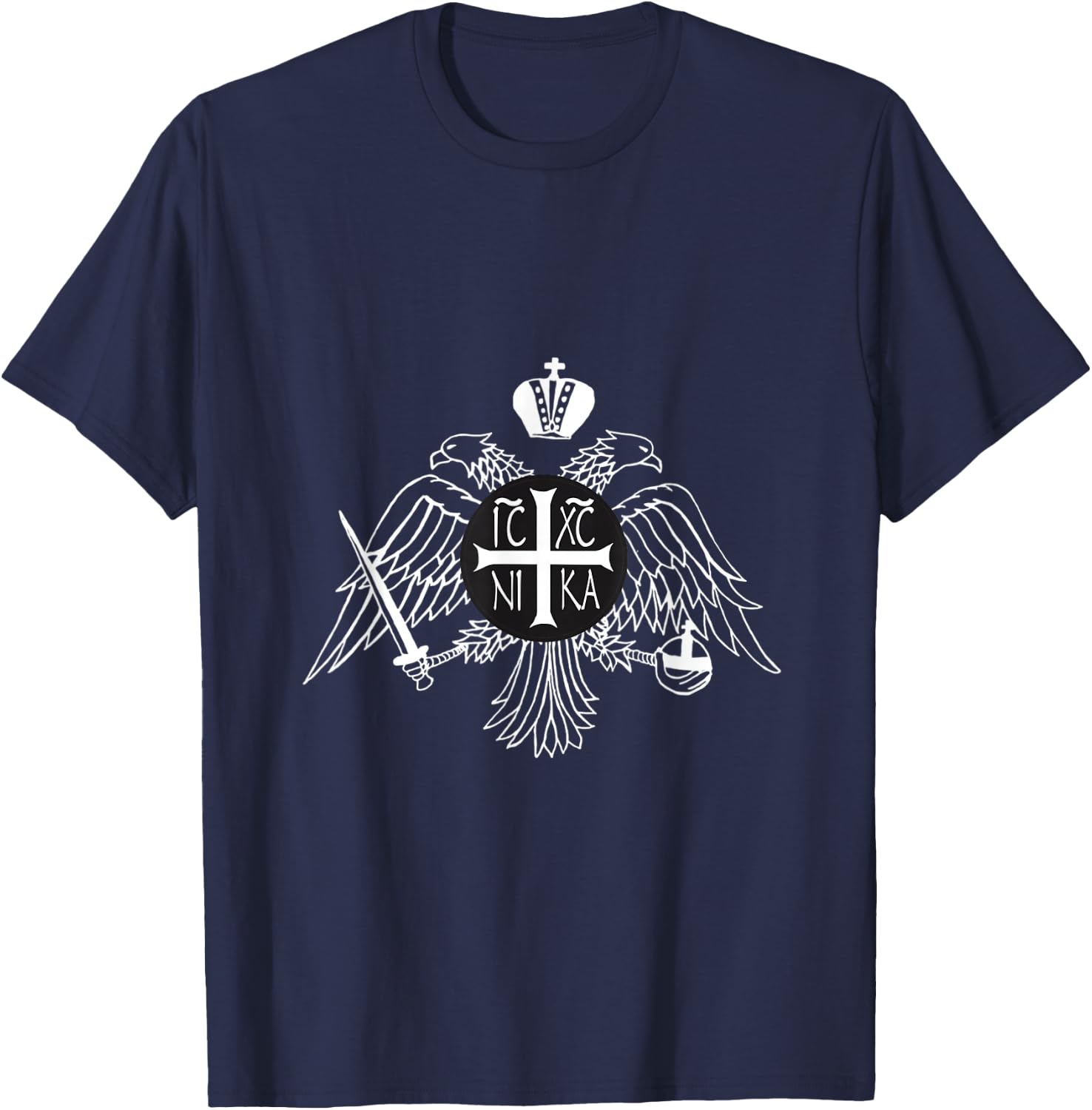 Byzantine Double Eagle Outline T-Shirt - T-Shirt | Navy