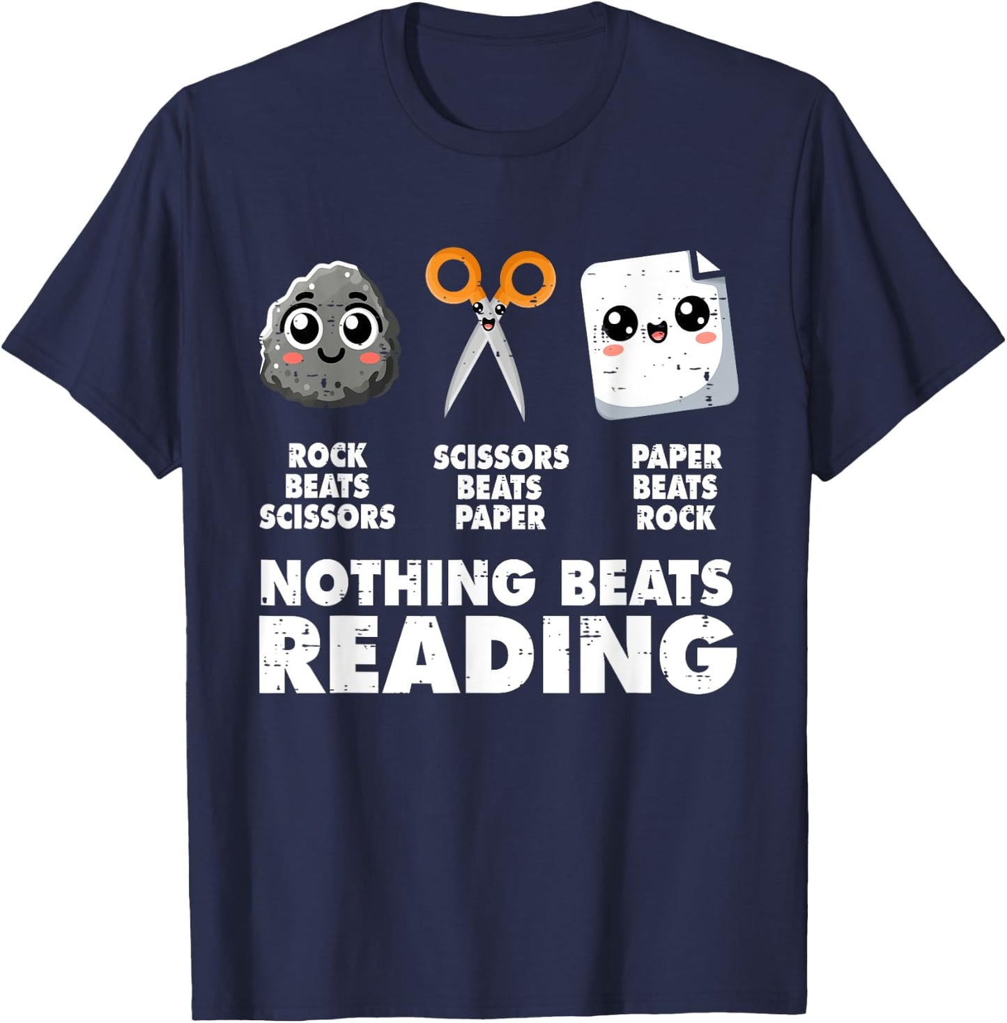 Nothing Beats Reading Bookworm Funny Librarian Book Nerd T-Shirt - T-Shirt | Navy