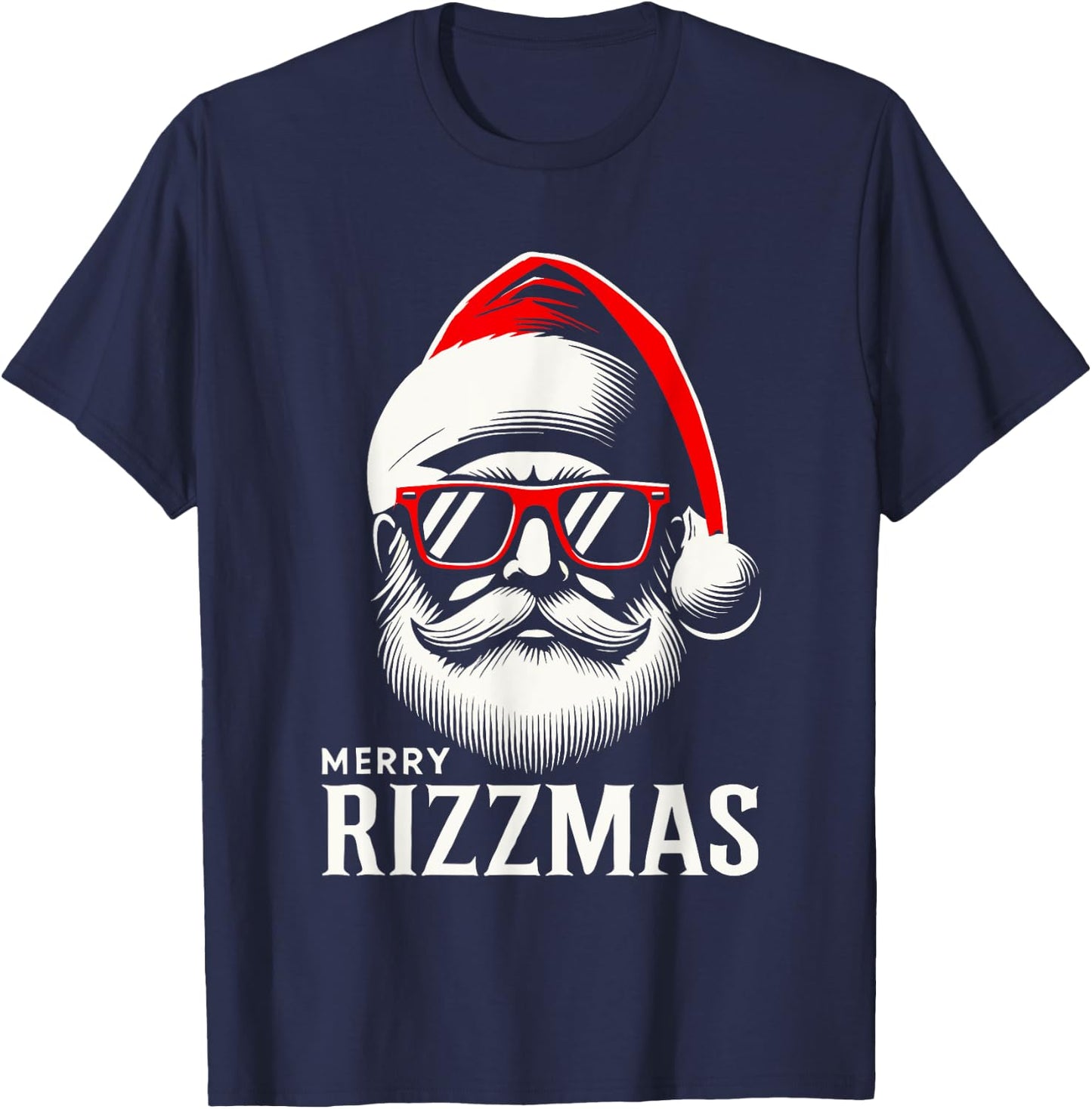 Merry Rizzmas Santa Skating Men Women Kids Funny Christmas T-Shirt - T-Shirt | Navy