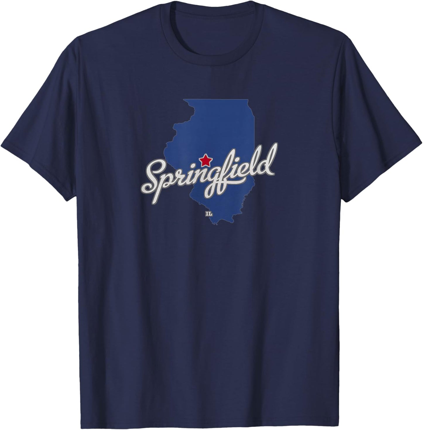 Springfield Illinois IL Map T-Shirt - T-Shirt | Navy