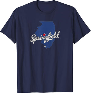 Springfield Illinois IL Map T-Shirt - T-Shirt | Navy