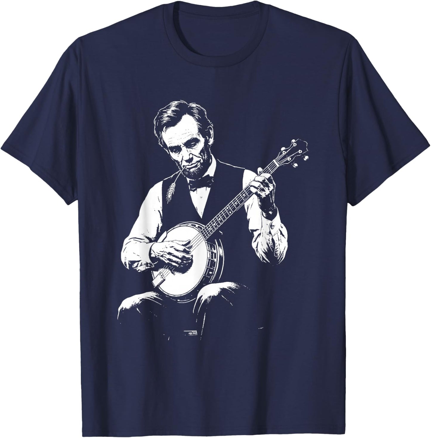 Abraham Lincoln Playing Banjo Retro Vintage Abe Lincoln T-Shirt - T-Shirt | Navy