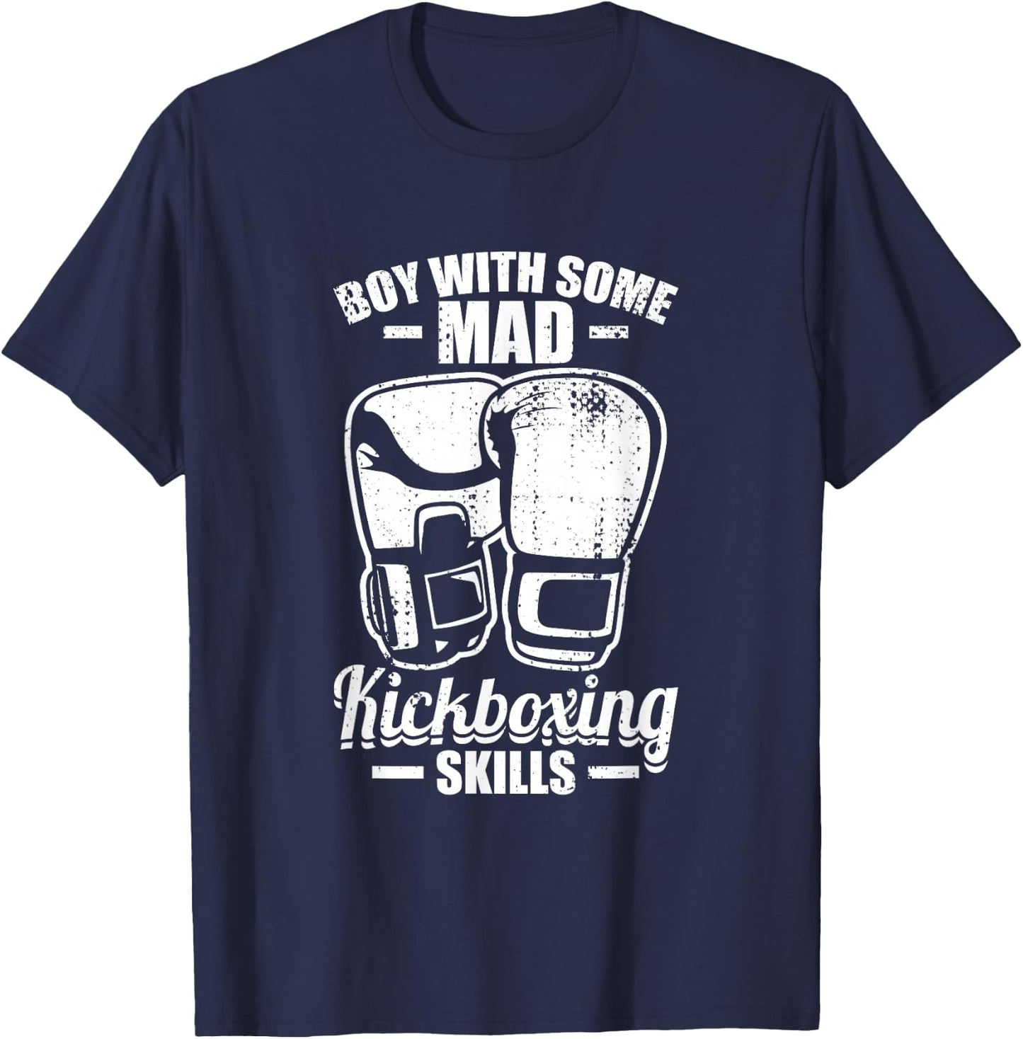Junge mit verrückten Kickbox Fähigkeiten Kickboxen T-Shirt - T-Shirt | Navy