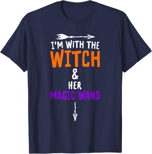 I'm with The Witch and Her Magic Wand - Halloween T-Shirt - T-Shirt | Navy