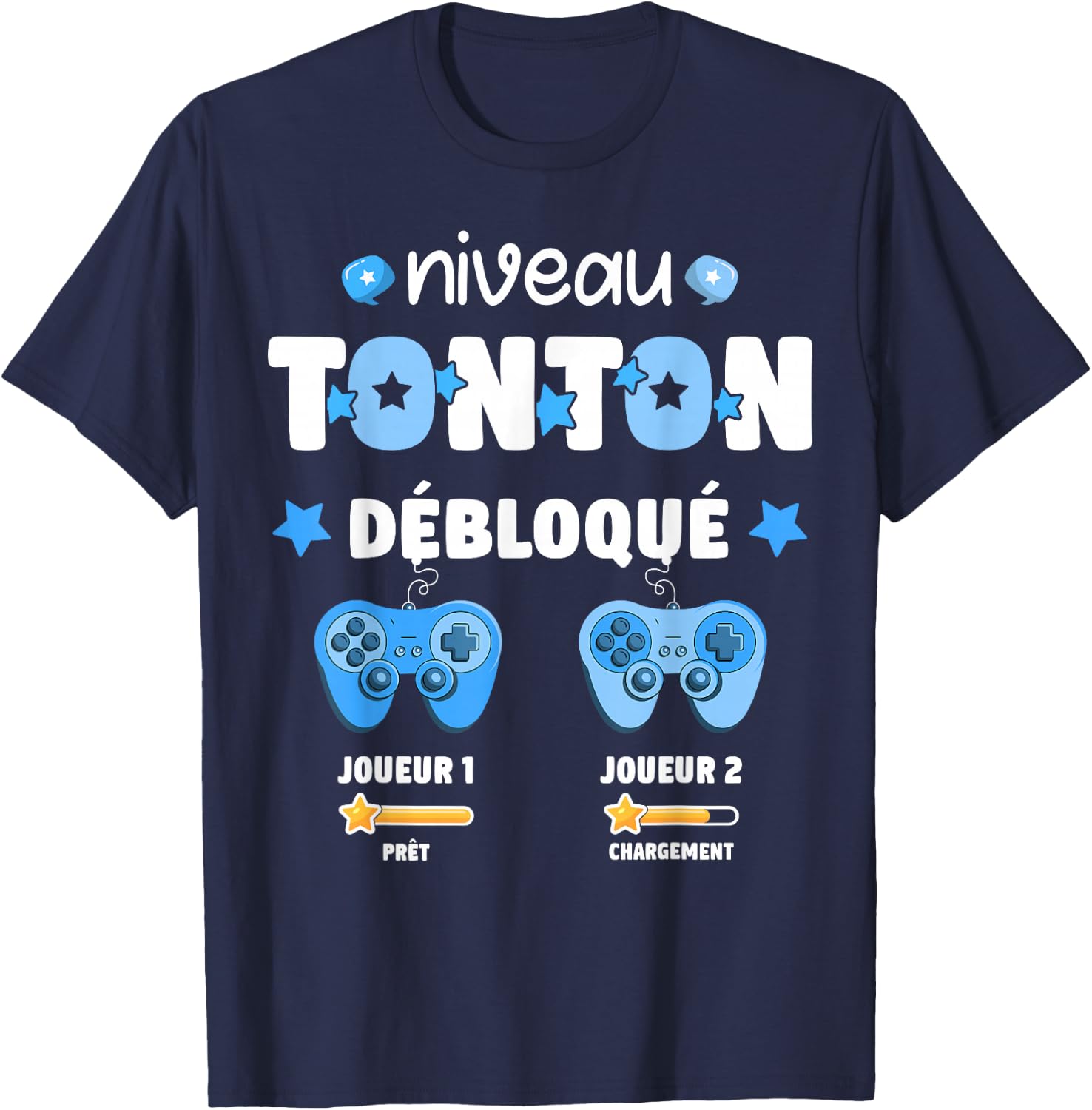 Unlocked Tonton Level Announcement Pregnancy Tonton Geek , Black, S T-Shirt - T-Shirt | Navy
