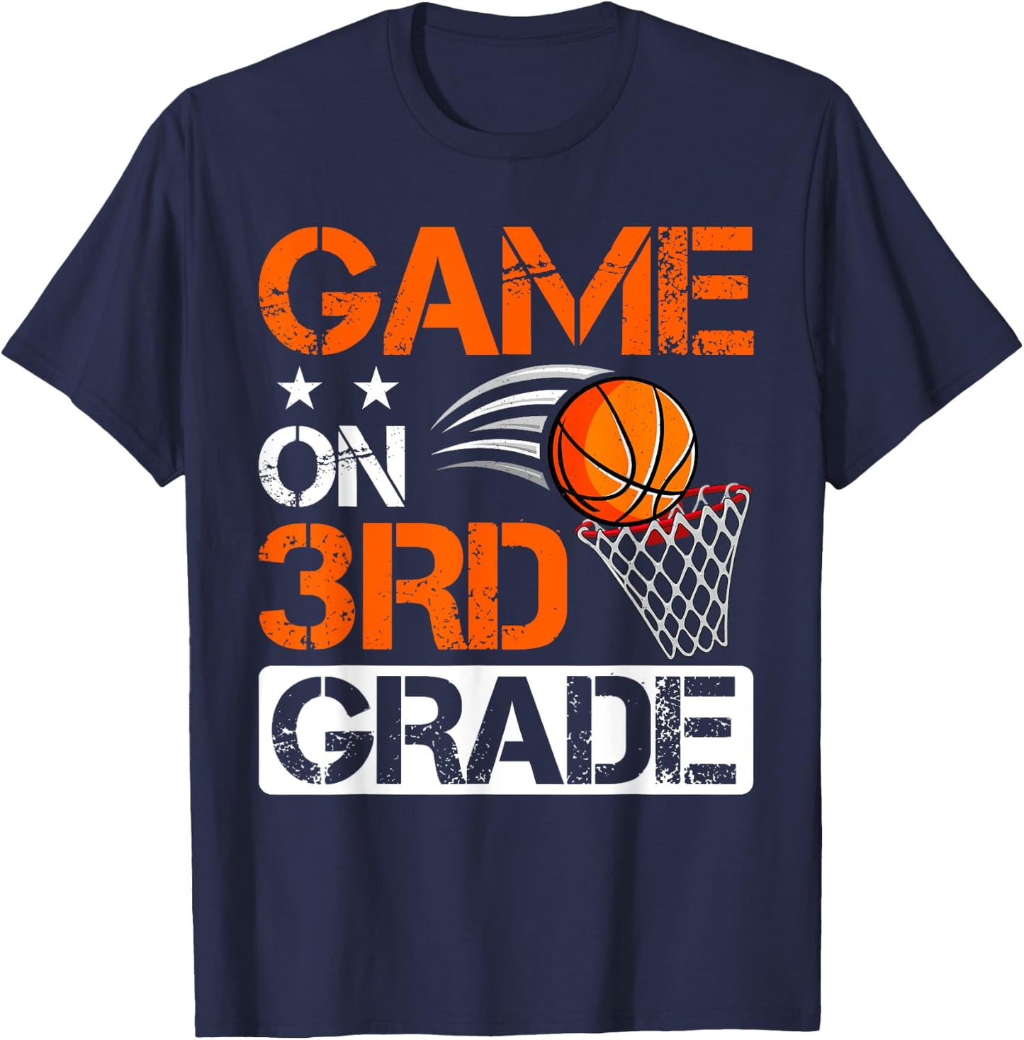 Third Grade Game on Basketball Back To School 3rd Grade T-Shirt - T-Shirt | Navy