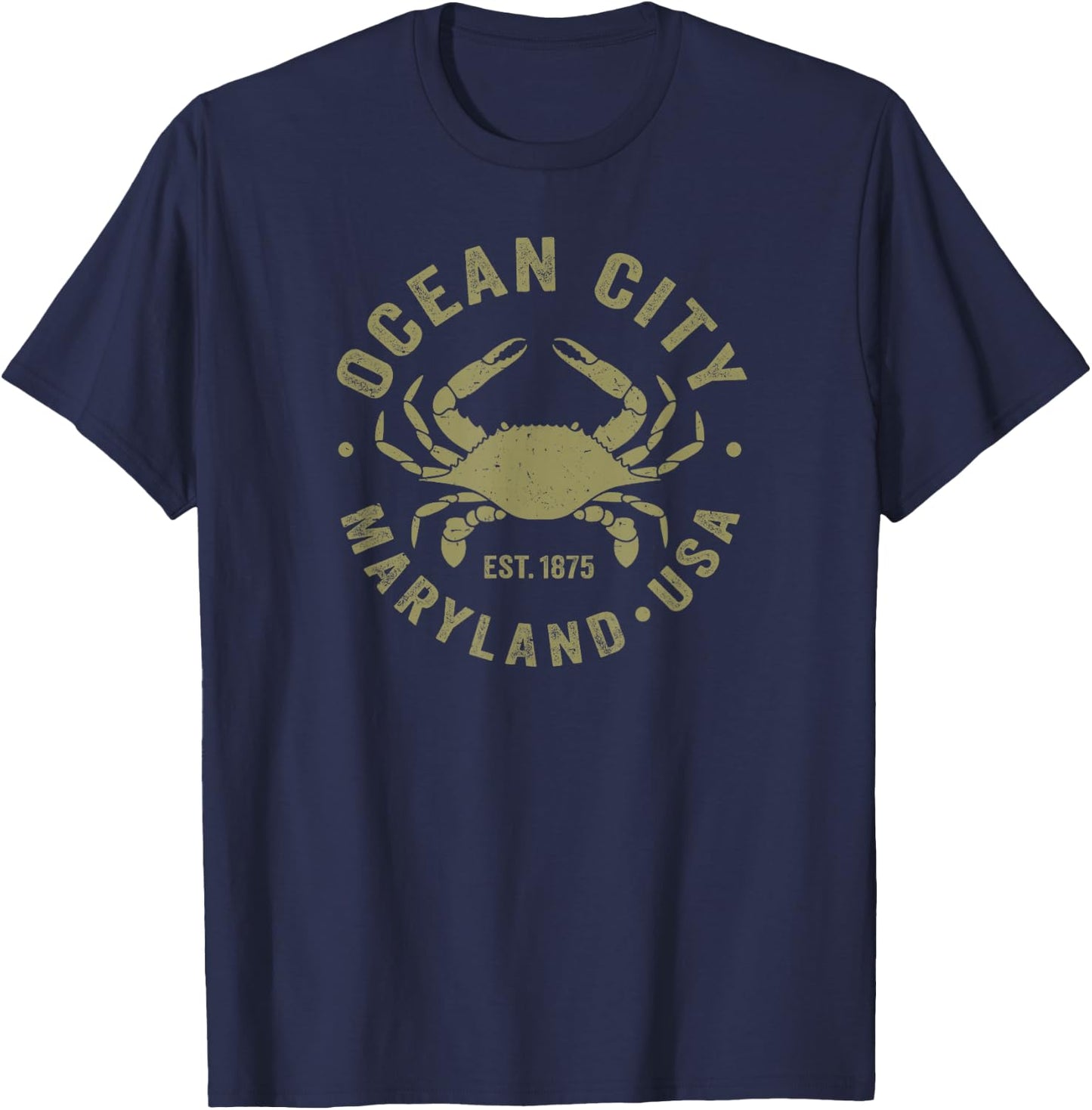 Ocean City Maryland Crab Retro Throwback Men Women Souvenir T-Shirt - T-Shirt | Navy