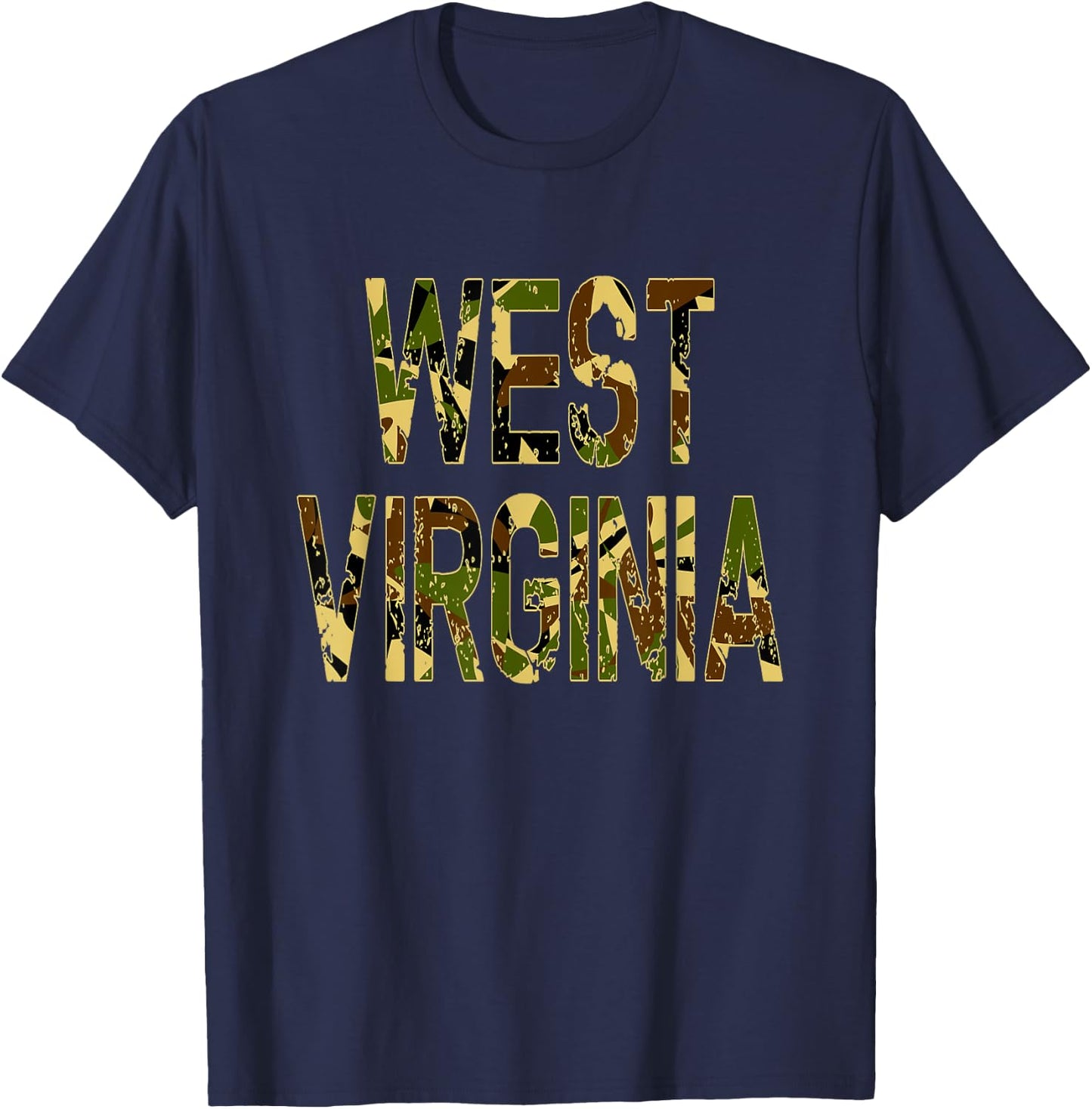 West Virginia Camo Distressed T-Shirt - T-Shirt | Navy