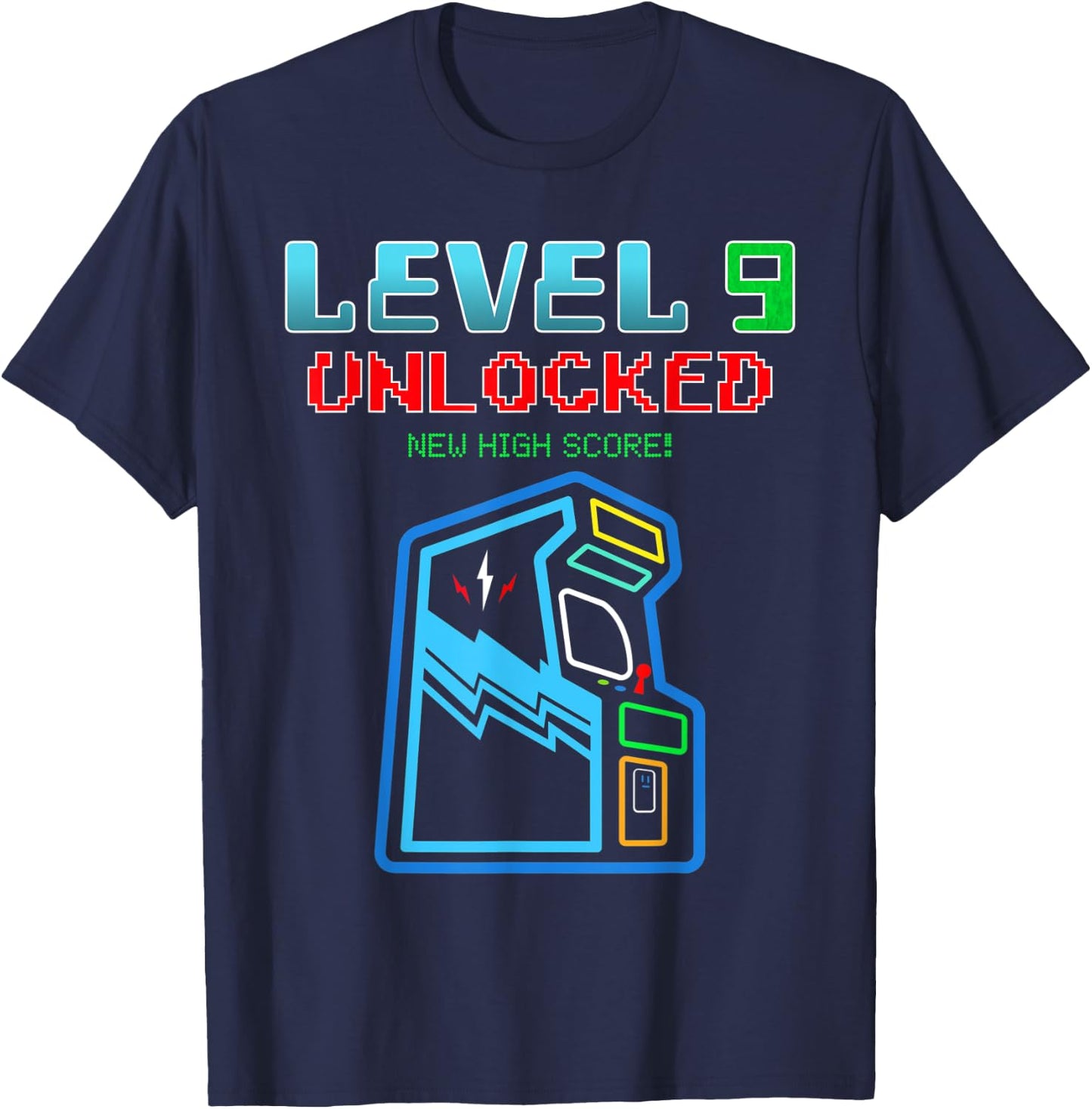 Level 9 Unlocked New High Score Arcade Game Birthday T-Shirt - T-Shirt | Navy