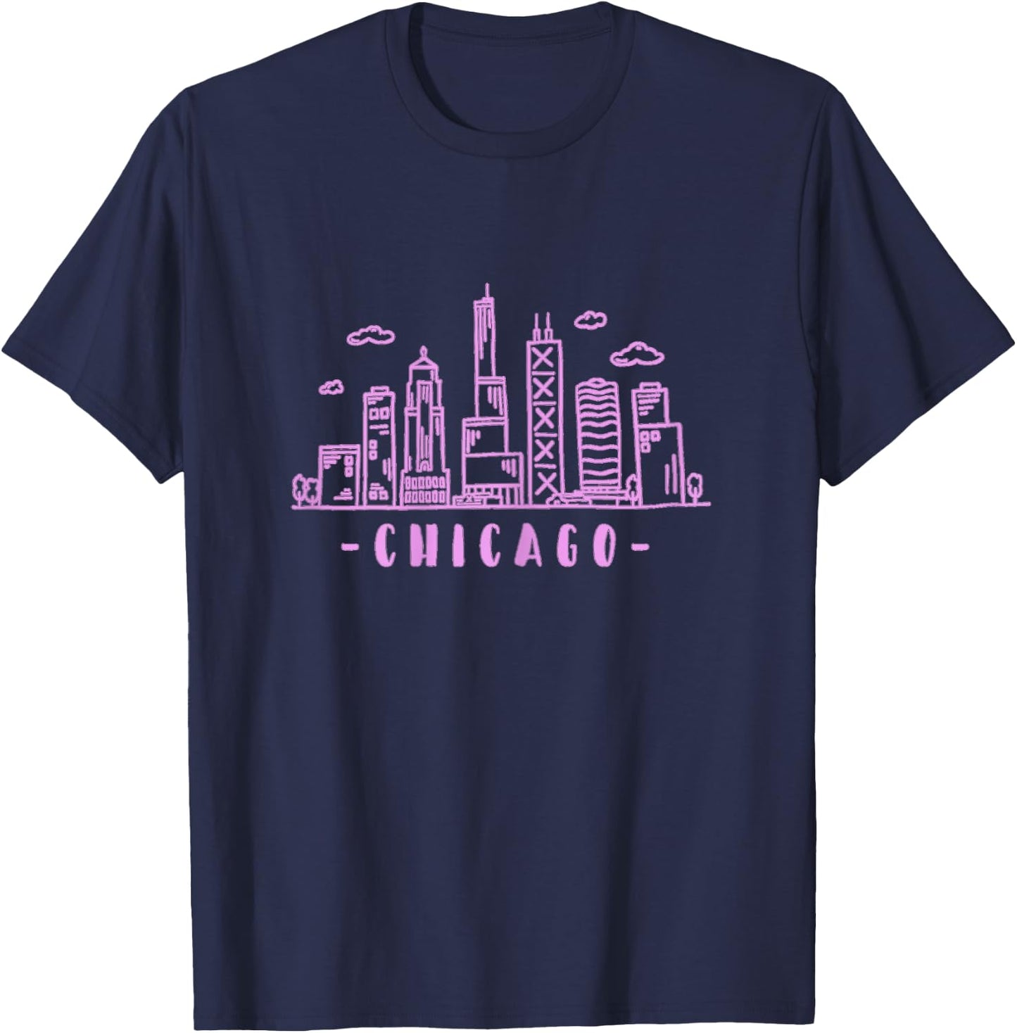 Chicago Skyline Illinois Vintage T-Shirt - T-Shirt | Navy