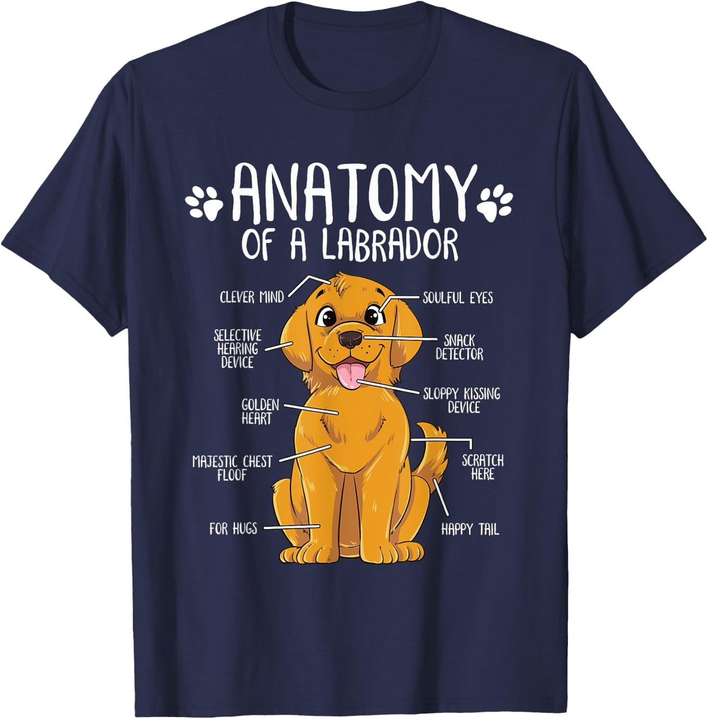 Funny Anatomy Labrador Retriever Lab Dog Lover Owner Women Kids T-Shirt - T-Shirt | Navy