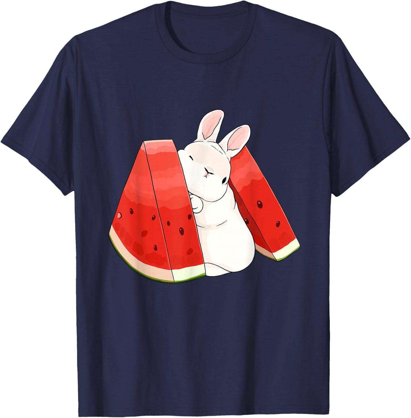 Cute Little Bunny Between Watermelon T-Shirt - T-Shirt | Navy