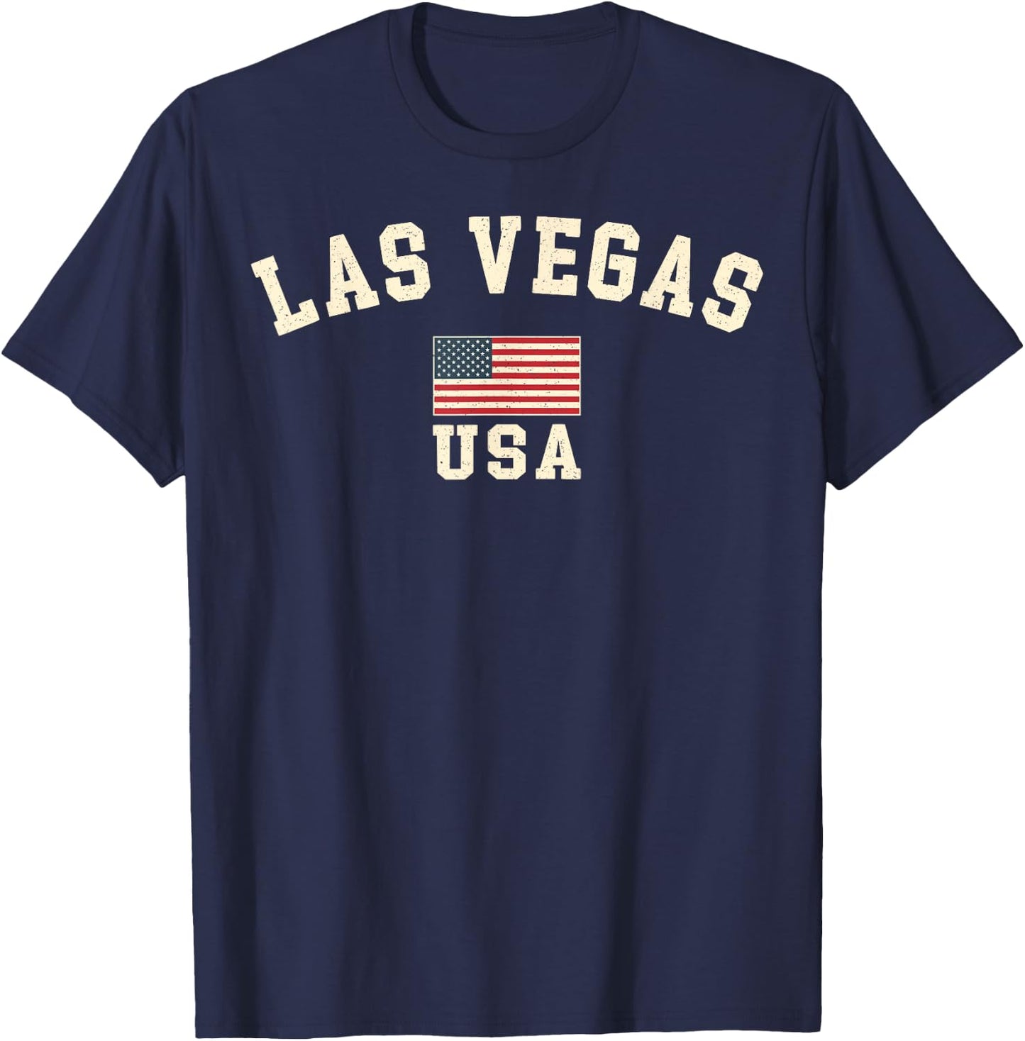 Vintage Las Vegas USA American Flag Nevada Souvenir Retro T-Shirt - T-Shirt | Navy