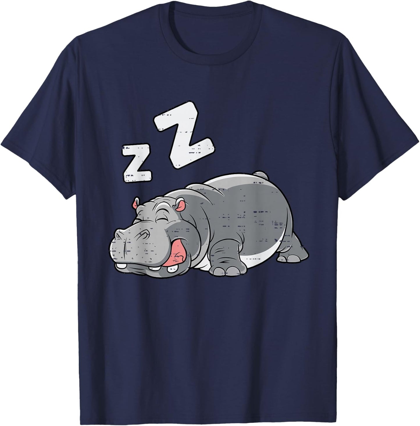 Tired Hippo Funny Hippo Lovers T-Shirt - T-Shirt | Navy