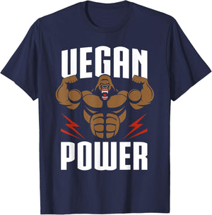 Vegan Power - Gorilla Workout & Gym Bodybuilding T-Shirt - T-Shirt | Navy