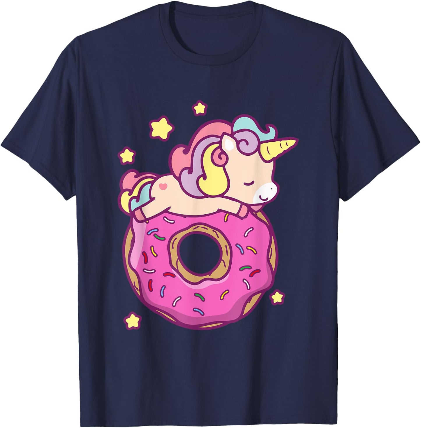 Cute Unicorn Donut Girls Kids, Donut Day June 2021 T-Shirt - T-Shirt | Navy