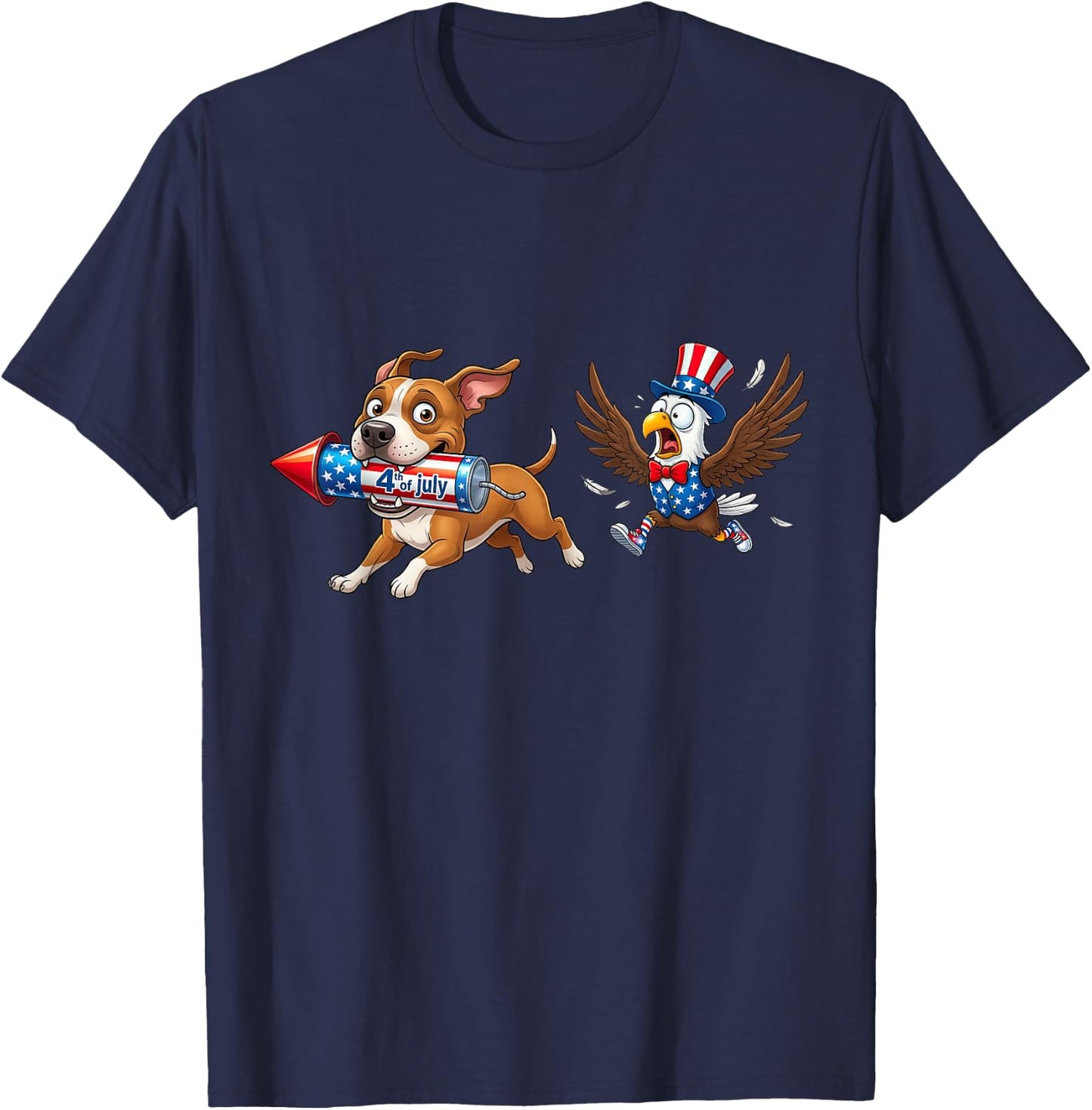 American Staffordshire Terrier American USA Flag 4th of July T-Shirt - T-Shirt | Navy