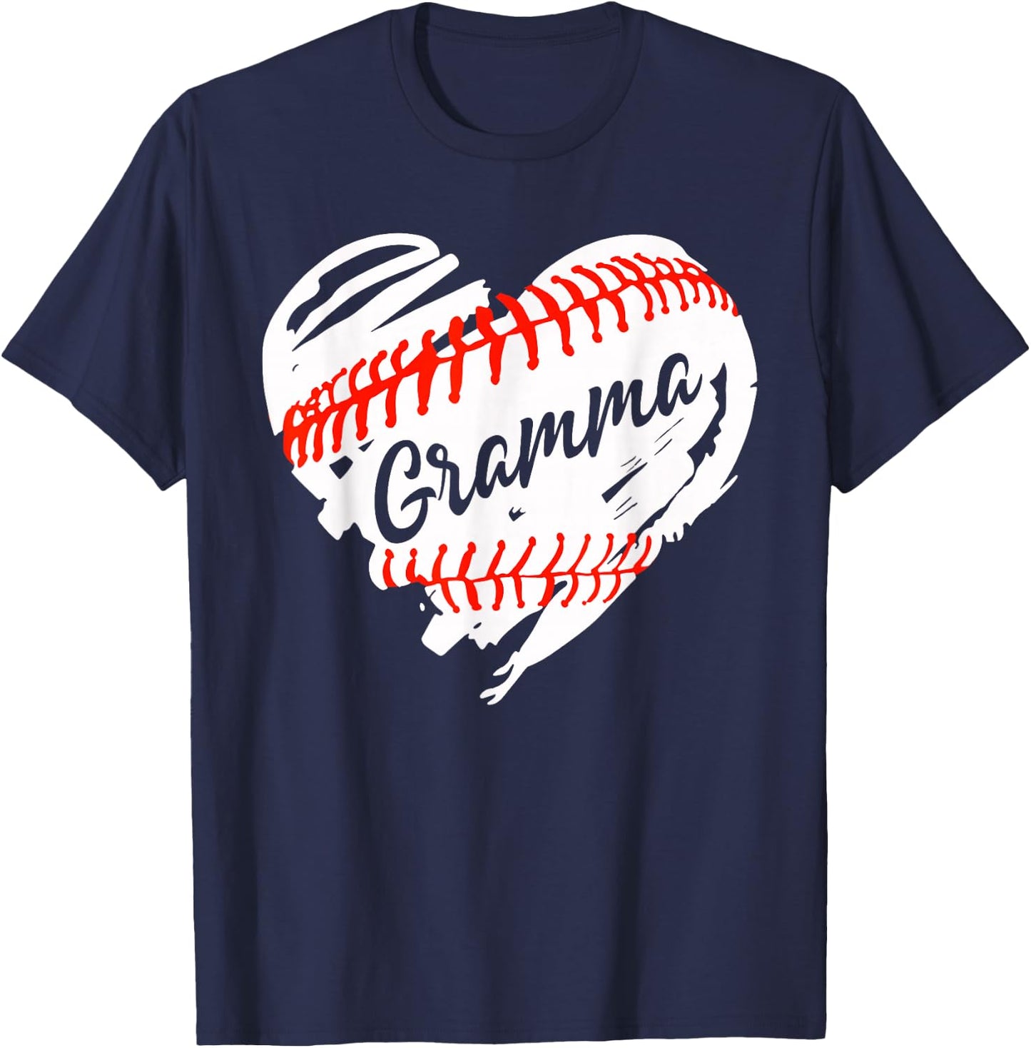 Baseball Heart Baseball Gramma Women Softball Mom Short T-Shirt - T-Shirt | Navy