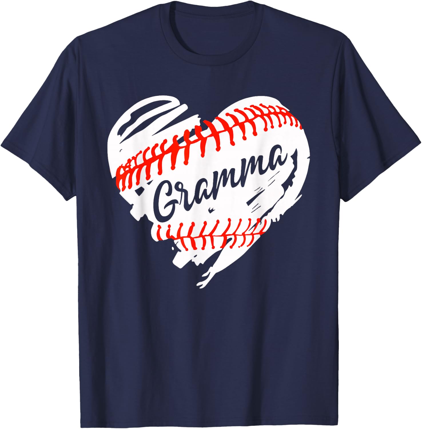 Baseball Heart Baseball Gramma Women Softball Mom Short T-Shirt - T-Shirt | Navy