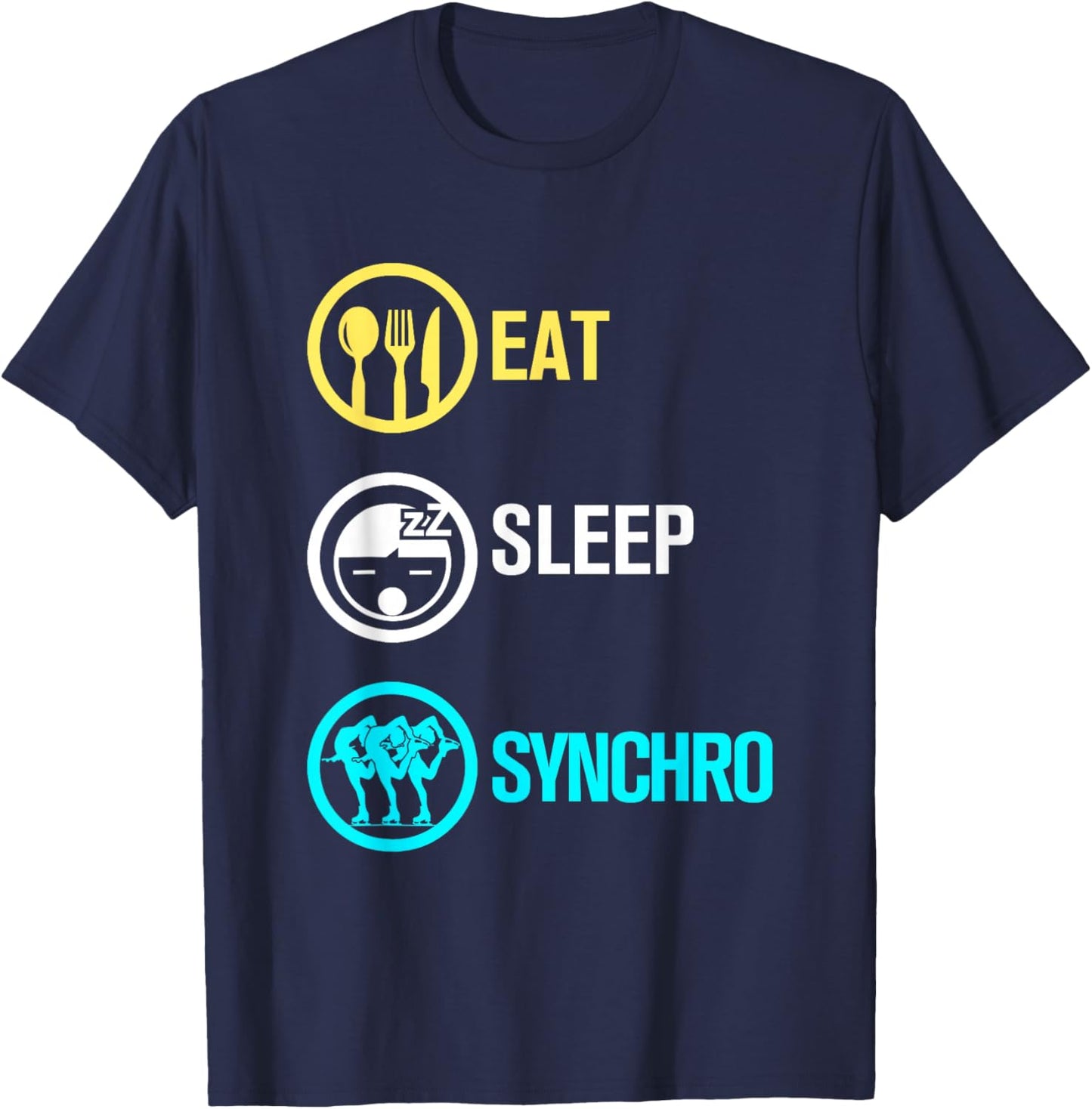 Synchronized Skating Eat Sleep Synchro Group T-Shirt - T-Shirt | Navy