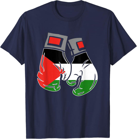 Boxhandschuh mit der Flagge Palästinas T-Shirt - T-Shirt | Navy