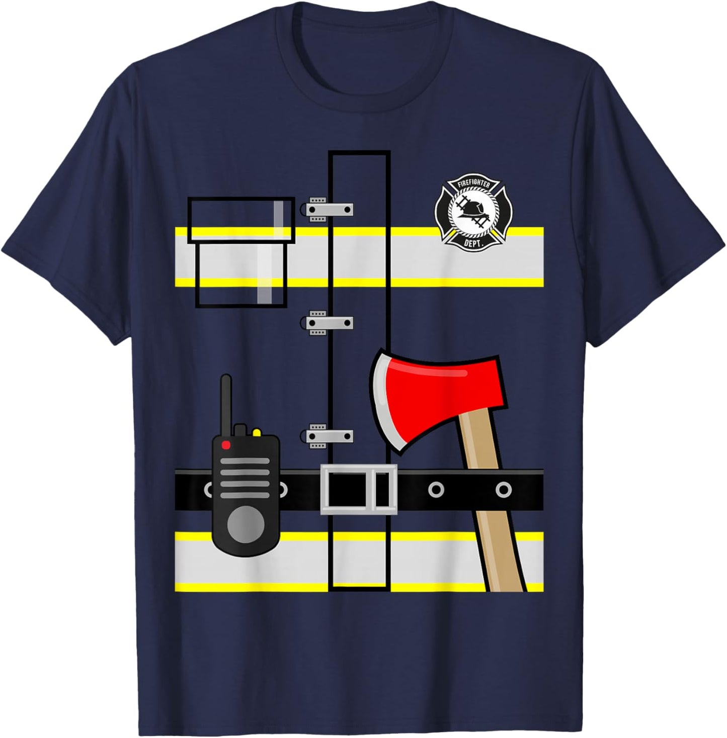 Kids Fireman Shirt Halloween Children's Firefighter T-Shirt - T-Shirt | Navy