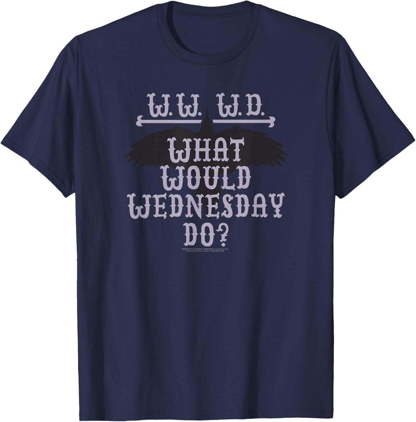 Wednesday What Would Wednesday Do Raven Silhouette Logo T-Shirt - T-Shirt | Navy