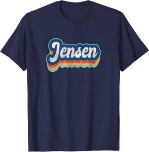 Jensen First Name Boy Vintage Style 70s 80s Personalized T-Shirt - T-Shirt | Navy