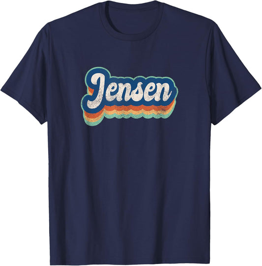Jensen First Name Boy Vintage Style 70s 80s Personalized T-Shirt - T-Shirt | Navy