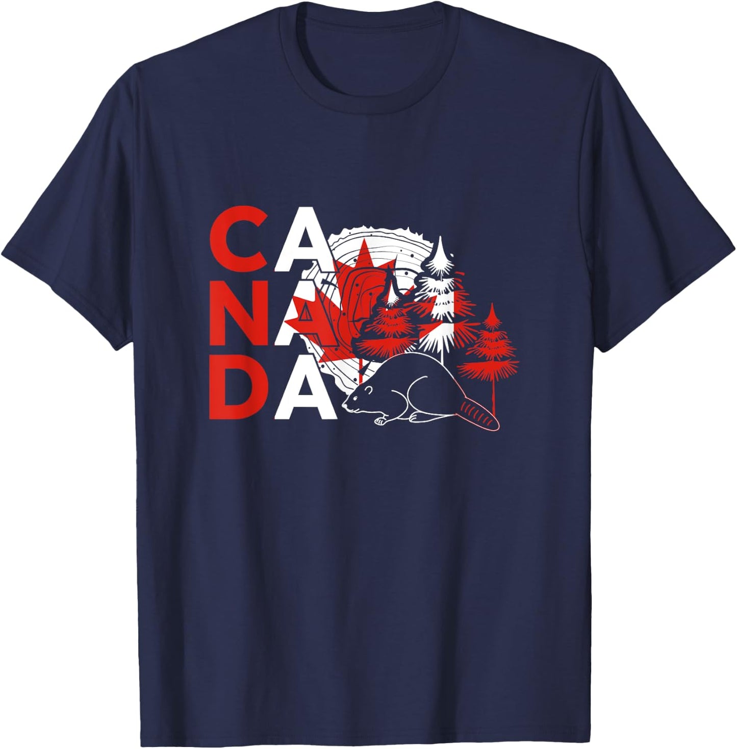 Canada – Beaver Wilderness & Maple Syrup Vibes T-Shirt - T-Shirt | Navy