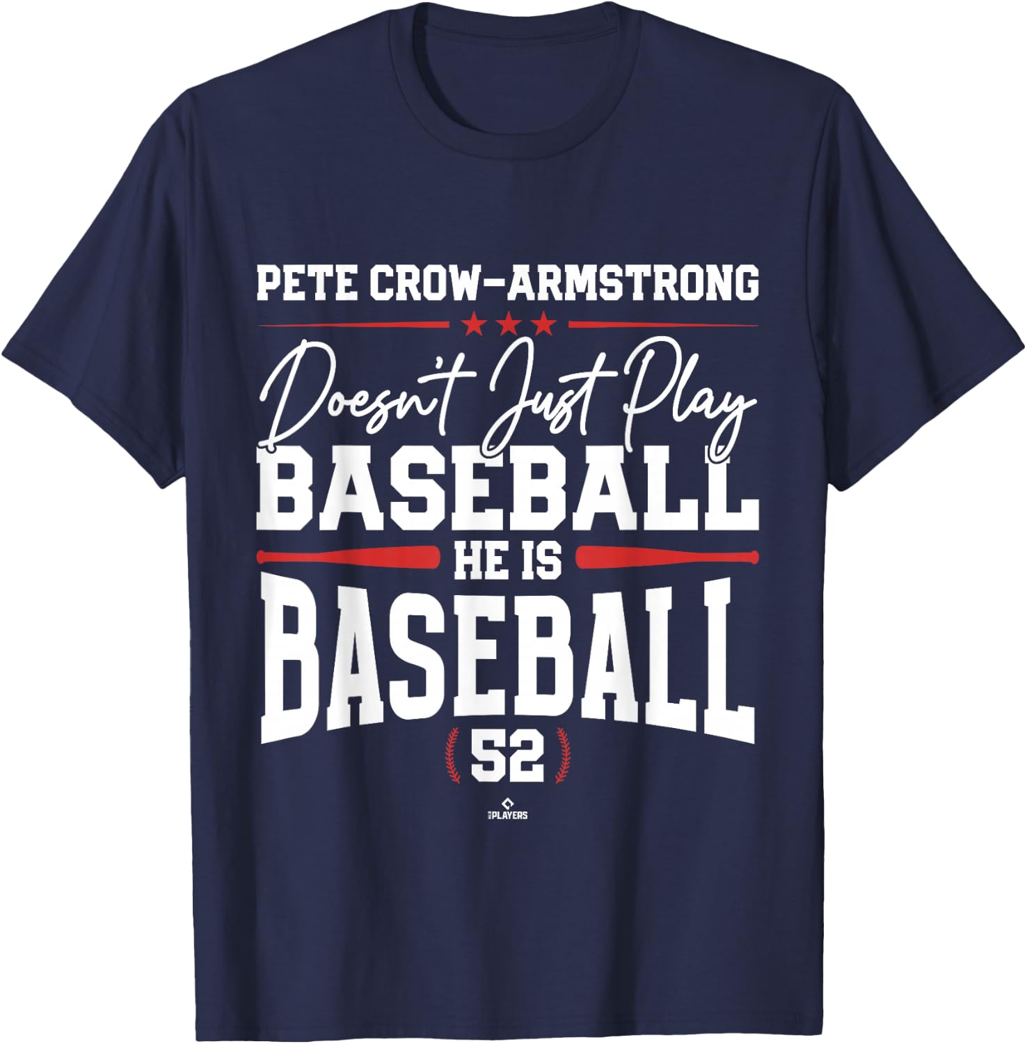 He is Baseball Pete Crow-Armstrong Chicago Baseball MLBPA T-Shirt - T-Shirt | Navy