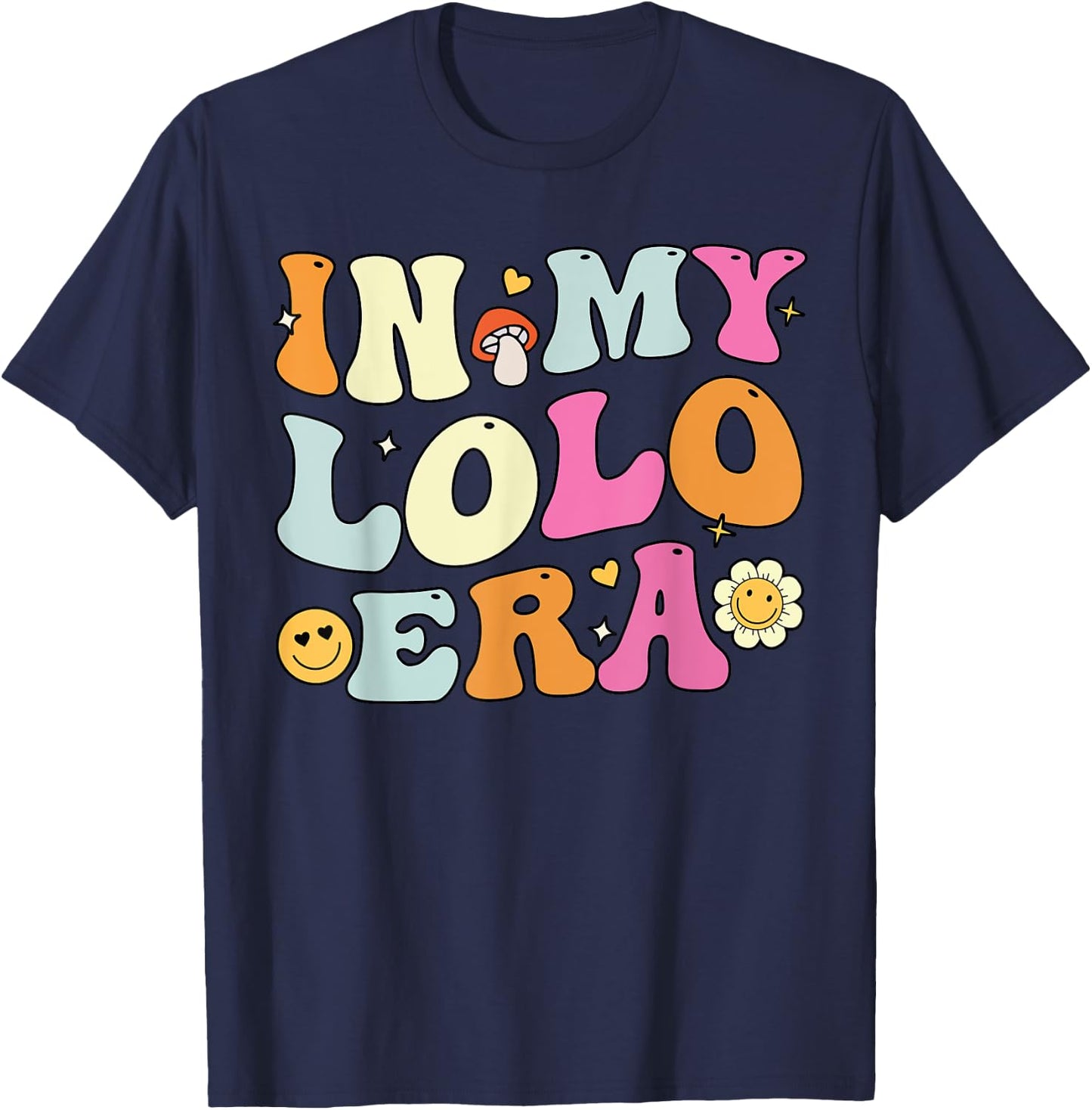 Fathers Day Grandpa, Groovy In My Lolo Era T-Shirt - T-Shirt | Navy