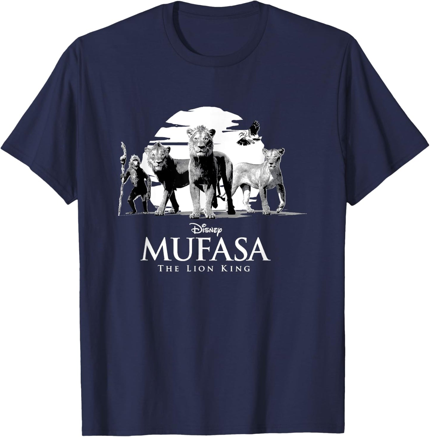 Disney Mufasa: The Lion King Monochromatic Sunset , Black, S T-Shirt - T-Shirt | Navy